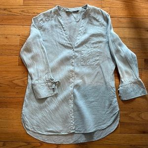Zara linen V Neck button down